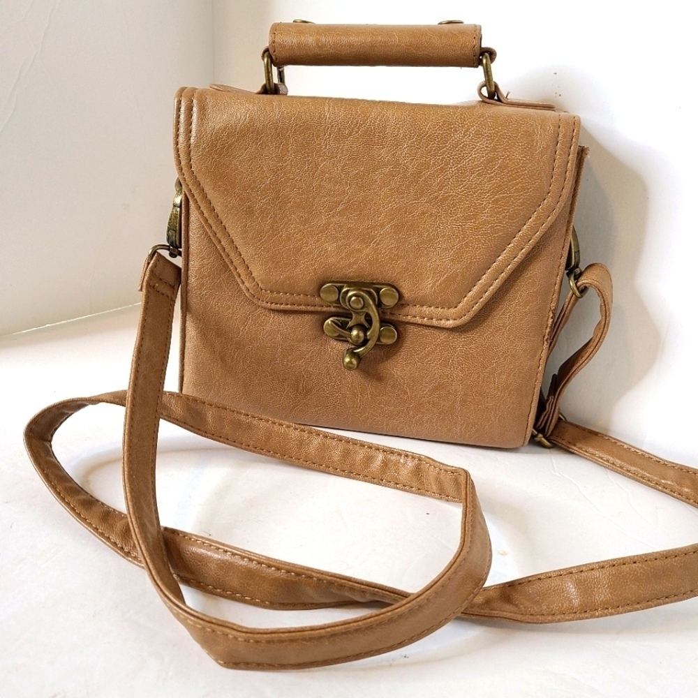 Tan Square Crossbody Bag - Picture 1 of 8
